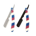 Old Style Face Shaver Single Blade Folding Hair Clipper Plastic Handle Stainless Steel Striped Hairdressing Knife Holder for Men
