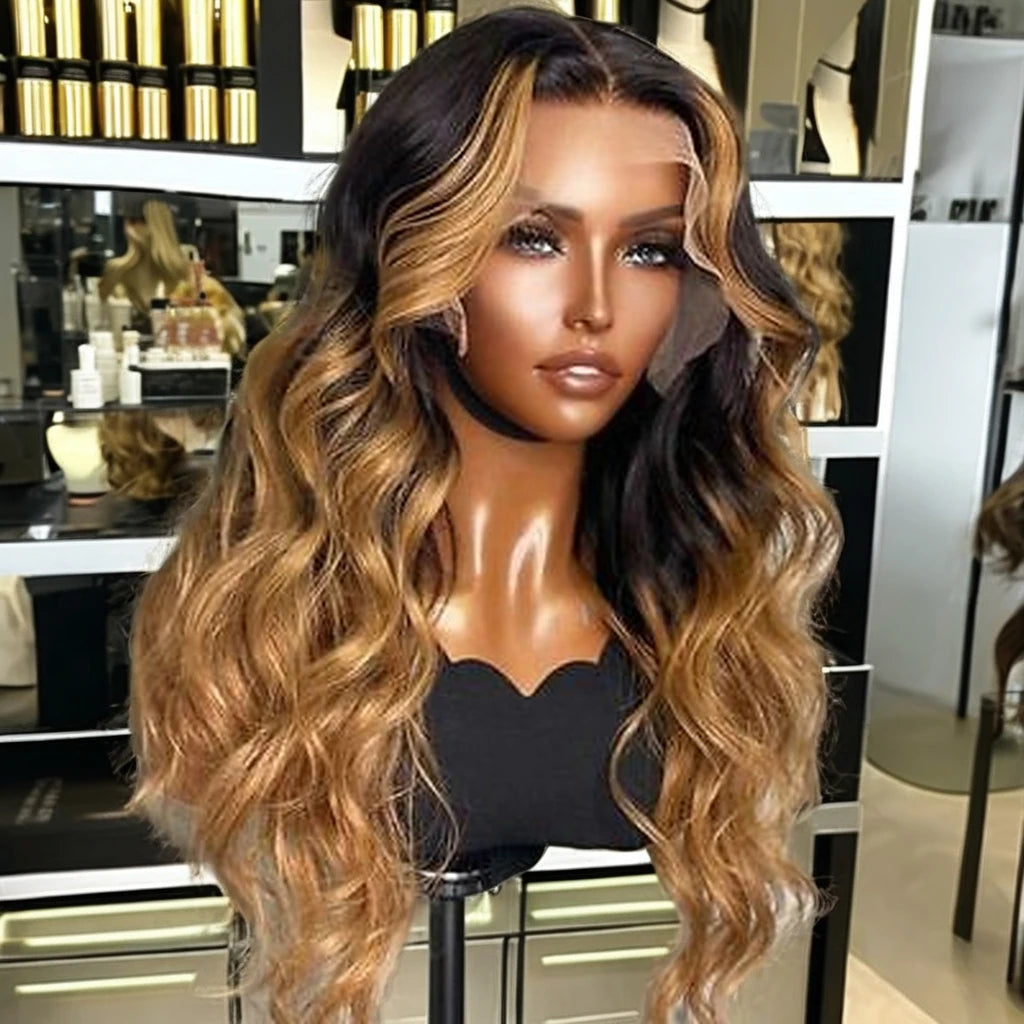 Glueless 100% Vietnamese Human Raw Hair Wigs 5*5 Transparent Lace Closure Wigs Mix Ombre Human Wigs Swiss Lace Body Wave Styles