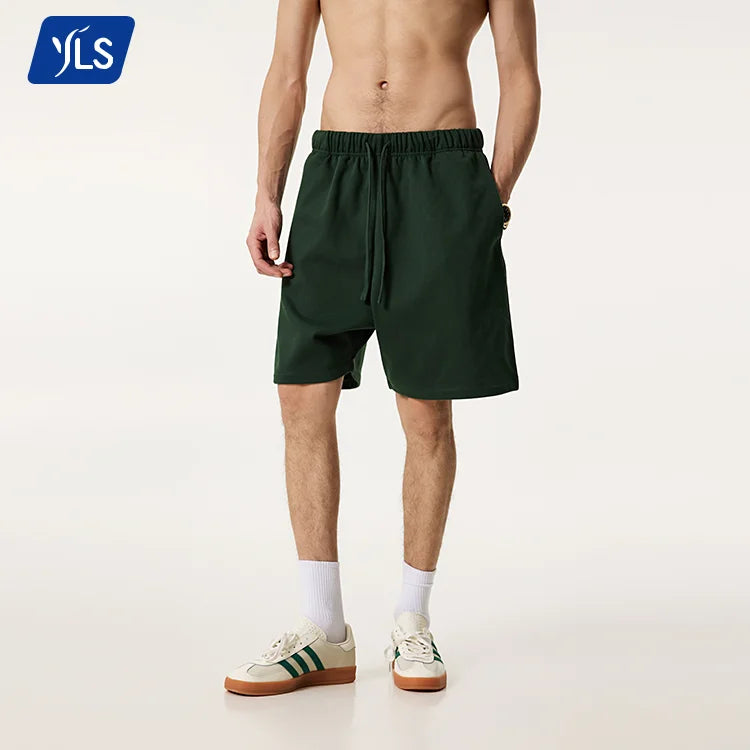YLS2016 440GSM Premium Shorts Men Cotton High Quality Luxury Oversized Zipper Pocket Running Shorts