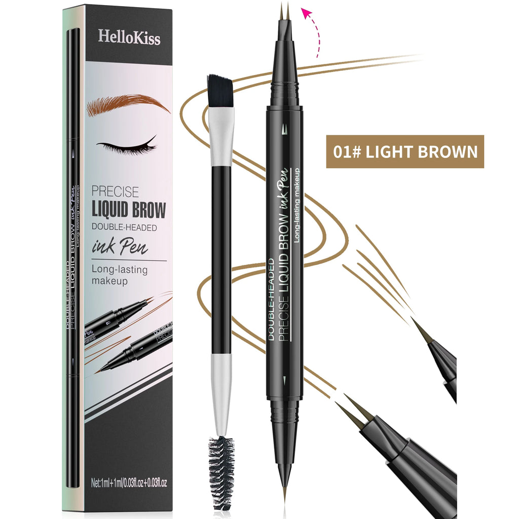 Private Label Makeup Positioning Eyebrow Pen Slim 2 Fork Nib Professional Waterproof Long Lasting Fast Dry Liquid Eyebrow Pencil