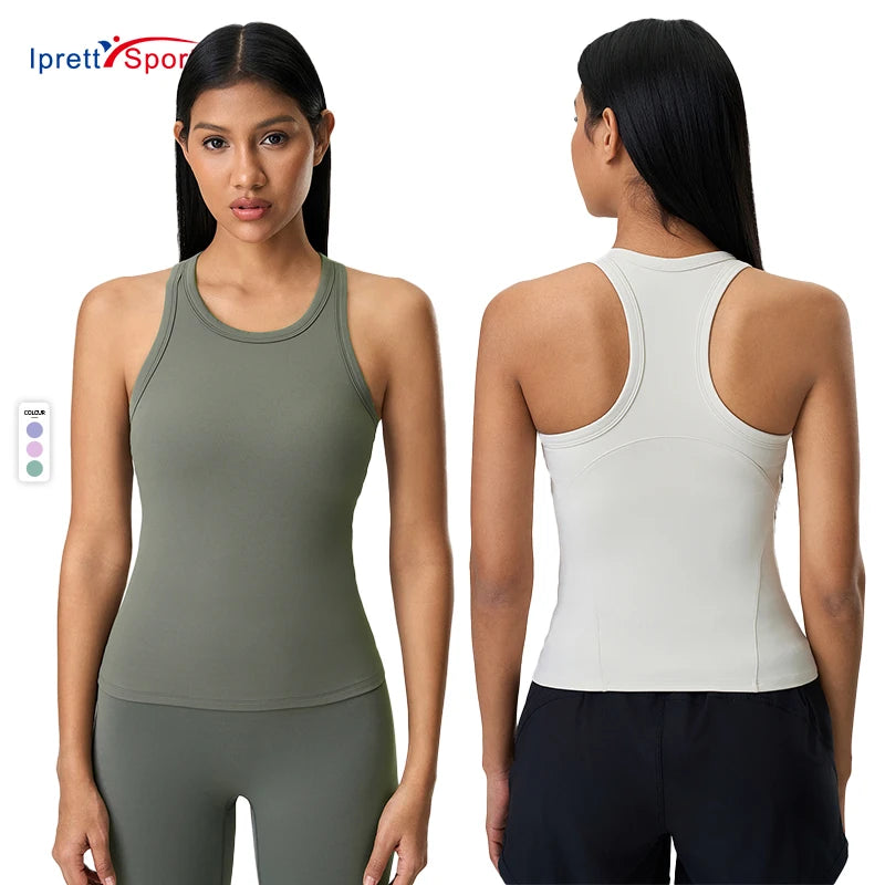 Hot Selling Women's Yoga Vest with Breast Pad Breathable 4-Way Stretch Quick Dry Gym Wear for Sports Fitness Jogging Custom Logo