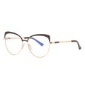 UNOC Optical Eyewear Face Cat Eye Glasses Full Black Metal Frames Blue/Gold/Transparent Light Blocking Lenses Available Pink