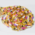 Quake African Glass Seed Beads Polymer Clay Tie on Gold Waist Beads Belly Body Chain Jewelry Cotton String for Ladies