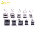Hot Sale Pass Diamond Tester 925 Sterling Silver Screw Back Hip Hop Princess Cut Black Moissanite Earrings