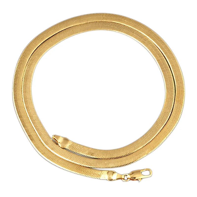 DAIHE Wholesale Stainless Steel Flat Snake Bone Chain Simple 18k Gold Plated Chain Necklace