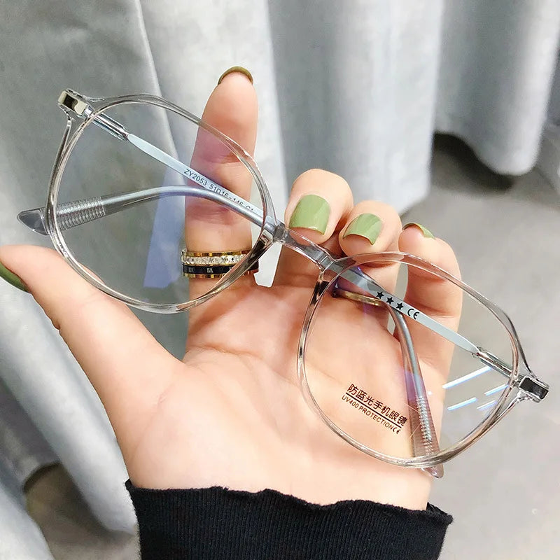 New Design Art Personality Irregular Polygonal Anti Blue Light Computer Glasses Optical Metal Eye Frames for Women 2053