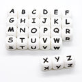 Hot Style Classic Silicone Alphabet Beads Square 26 Letters Bulk Beads with Custom Logo for Keychain Jewelry Making Accessories