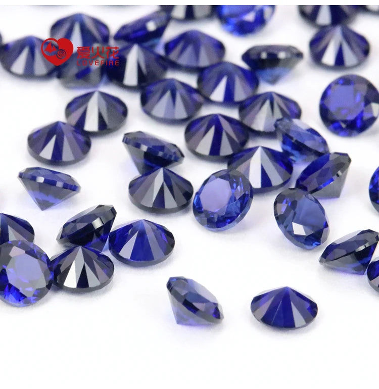 Small Sizes 0.8mm-3.0mm Loose AAA Grade 34# Sapphire Blue Corundum Stone Synthetic Round Cut Corundum