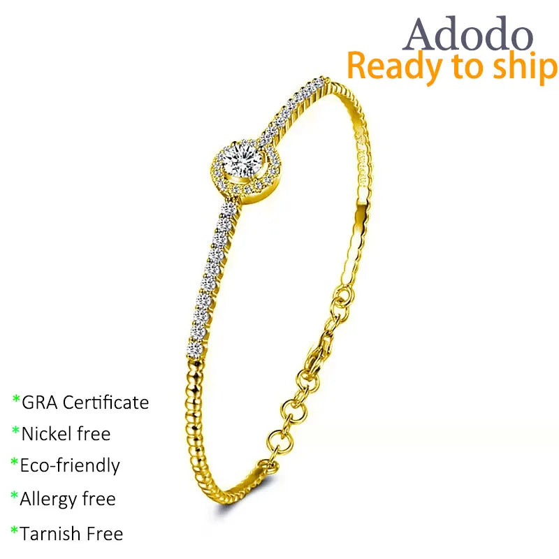Adodo Fine Jewelry S925 Silver Rhodium Platinum 0.5ct VVS D Moissanite Bracelet Bangles for Ladies Festival Accessory