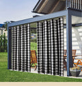 Amity Modern British Style Polyester Cotton Checkered Curtains Home Decoration Waterproof Outdoor Curtains With Perforated