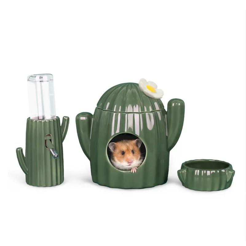 USMILEPET Best Seller Ceramics Hamster House Easy to Clean Hamster Hideout Guinea Pig Feeding Bowl for Small Animals