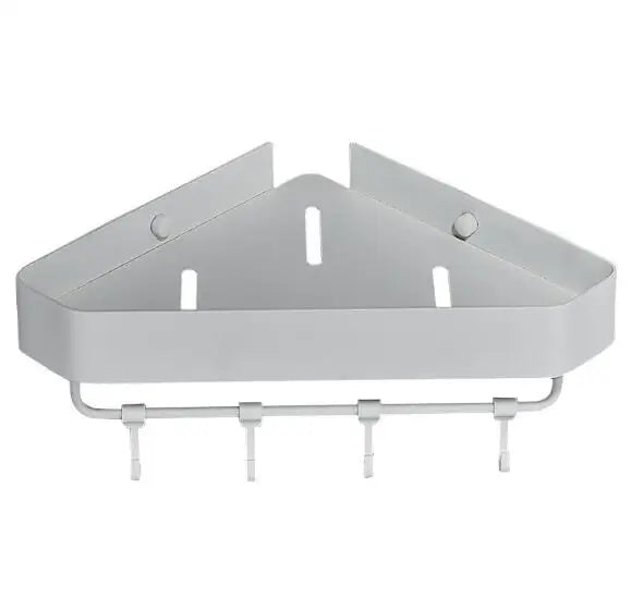Modern White Copper Dual Tier Durable Space Saving Bathroom Rack No Drilling Adhesive Wall Mounted Corner Shower Caddy