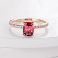 Simple Natural Pink Tourmaline Fashion Jewelry Cushion Real 18k Gold Diamond Ring Promise Wedding Ring for Women Jewelry