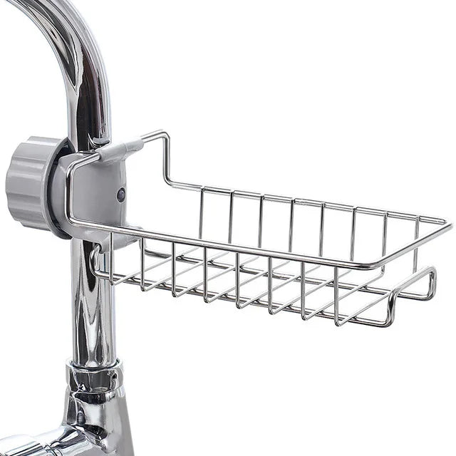 Adjustable Faucet Tap Drain Rack Kitchen Utensil and Sponge Holder for Scrubbers Soap Storage Rack