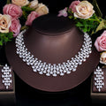 Sparkly White Women Cubic Zircon Brides Engagement Chunky Jewelry Set for Lady Wedding Dress Very Luxury Accessories