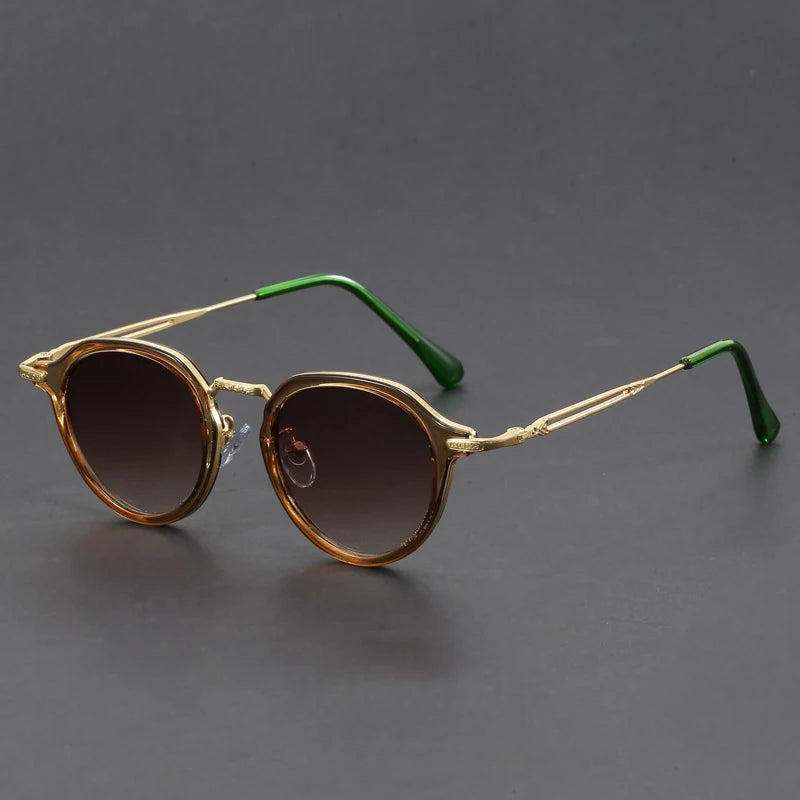 Steampunk Metal Circular Retro Men's Sunglasses Fashion Women Trendy UV Sunshade Mirrors Personalized Stripe Shaped Flat Mirror