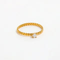 Fenny 18K Gold Plated Waterproof Fashion Permanent Flat Twisted Fine Zirconia Ring Stainless Steel Wholesale Jewelry