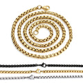 4mm Manufactory Wholesale Gold-Plated Stainless Steel Jewelry Necklace Square Pearl Chain for Anniversary Occasions