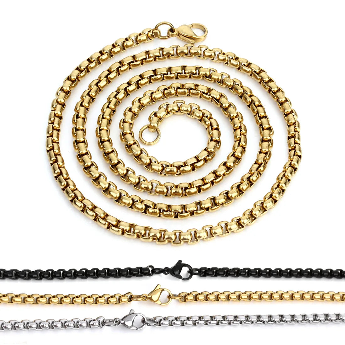 4mm Manufactory Wholesale Gold-Plated Stainless Steel Jewelry Necklace Square Pearl Chain for Anniversary Occasions