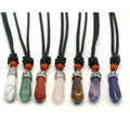 Customized Natural Stone Hexagonal Pendant for Women and Men DIY Crystal Stone Bullet Pendant Gemstone Rope Necklace