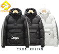 Fengway Custom Men's Winter Jacket Loose Pullover Thicker Puffer Hood Fashionable Side Striped Plus Size Casual Breathable