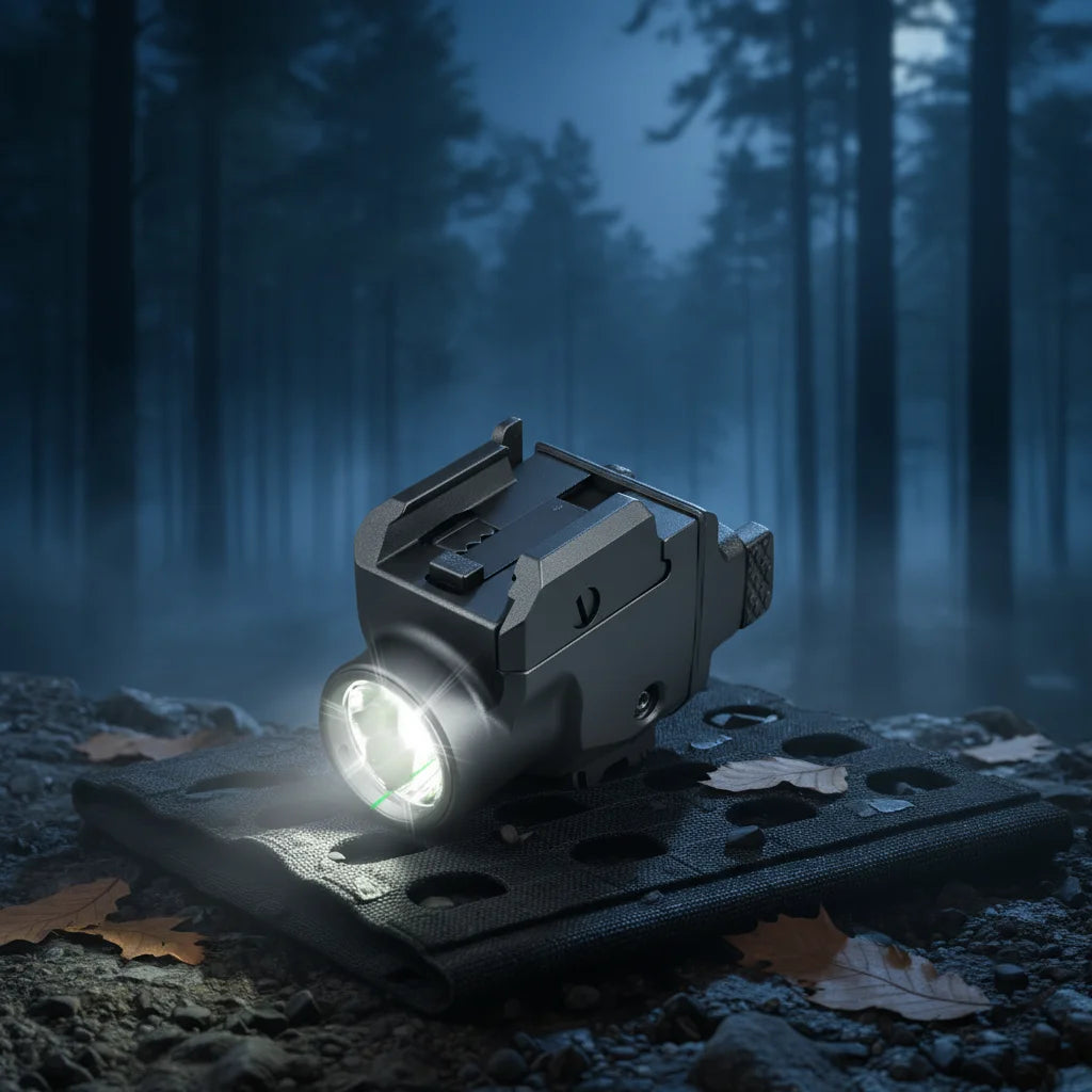 RichFire 1200ml Rechargeable Tactical Flashlight with Green Laser Combo Type C Torch Light for Outdoor Aluminum & Glass Lens