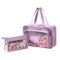 2-piece Waterproof National Style Geometric Pattern Clear Makeup Bag Women's Travel Cover Organizer Shower Wash Bag