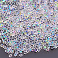 JUNAO Wholesale 1.0mm Mini Glass Nail Rhinestone Glitter Transparent AB Pixie Crystal Diamond for Nail Art Decoration