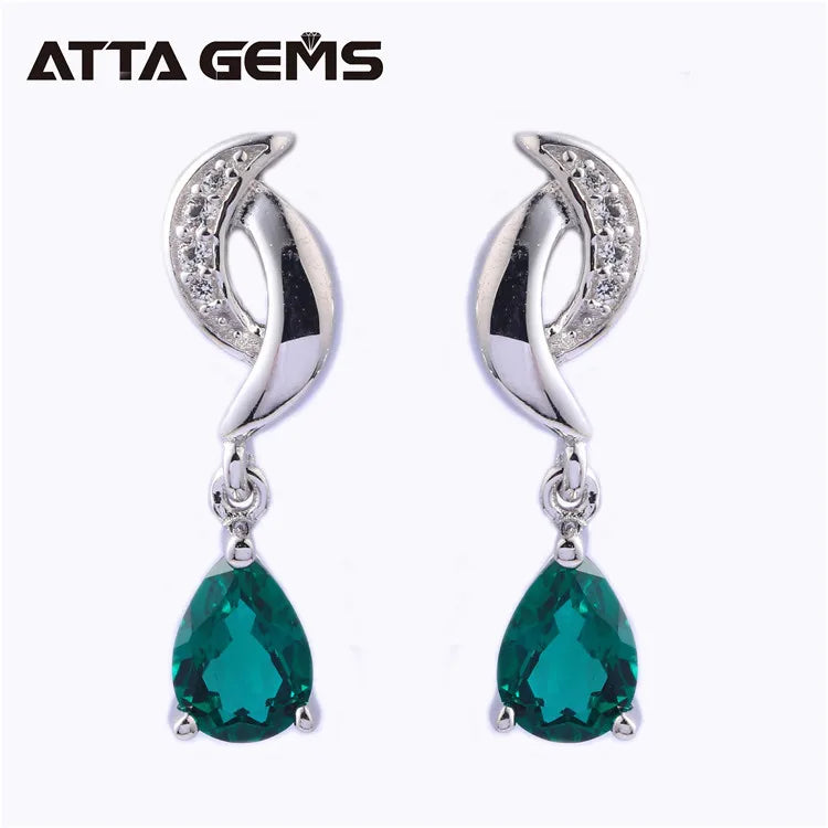 Handmade Earrings Jewelry Emerald Lab Created Gemstone Drop  Earrings Hot Sale Women Jewelry Turquoise Stone Jewelry