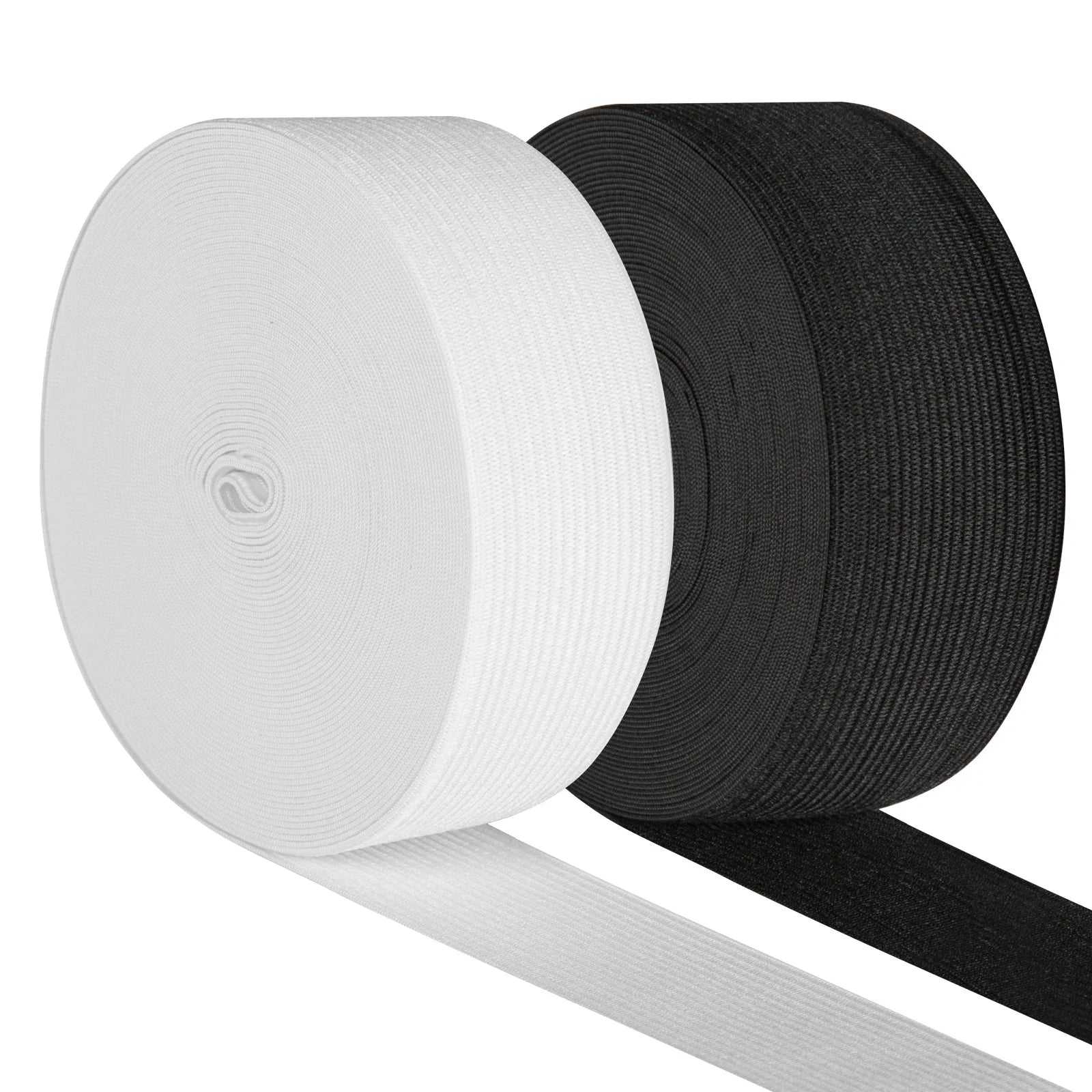 Wholesale High Elasticity Eco-friendly 25mm White Black Striped Twill Knitted Elastic Band for Garment