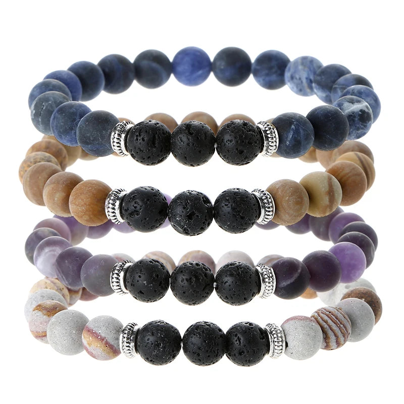 Big Jewelry Bracelet Factory Wholesale Matte Stone Lava Beads Bracelet Aromatherapy Lava Diffuser Bracelet