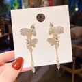 Luxury Long Tassel Earrings Sweet Fashion Butterfly Earrings Gemstone Women Drop Earrings 2023 Hot Sale