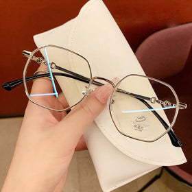 MK24011201 Classic Solid Pattern Blue Light Blocking Women's Metal Optical Eyeglasses Frames with Fashion Spring Hinge Eyewear