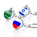 Asian Style Flag Key Ring Souvenir Promotion Gift Asia Country Flag Crystal Glass Dome Cabochon Ball Pendant Key Chain