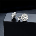JWY Women's Silver Plated Brass CZ Stud Earrings Fine Quality Round Earings with Zircon Stones Set of Studs