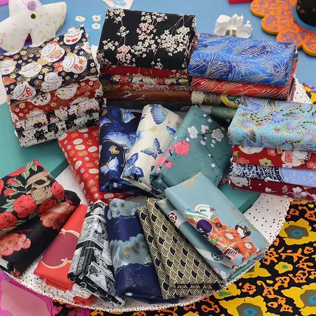 New Design 100% cotton Japanese Kimono clothing cloth hot stamping printed fabric for dress curtain bedding table  home textile