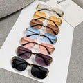 Y2K Wrap Butterfly Diamond Metal Frame Sunglasses Outdoor Rimless Cut Edge One Piece UV400 Protection Driving Shades Fashion