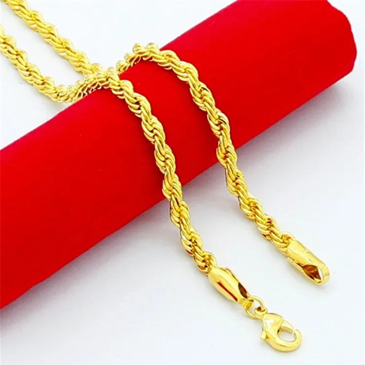 Gold Dubai Gold Plated Temperament Jewelry Chopin Twist Necklace for Men and Women