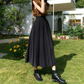 Women's Pleated Half Skirt Versatile High Waisted Mid Length Professional Commuting Suit Skirt
