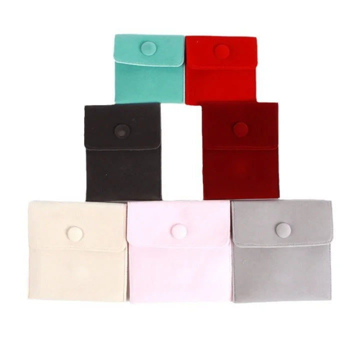 Custom PU Velvet Small Gift Flip Bags Snap Button Reusable for Jewelry such Necklaces Bracelets Rings Watches Gemstones Stamping