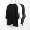 Custom Logo Silk Screen Printed Knitted Blank Design Street Style Men's Drop Shoulder Baggy Crewneck Sweatshirts T-shirts