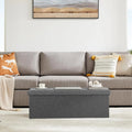 43in Foldable Storage Ottoman for Bedroom End of Bed Large Bench Foot Rest Stool with Padded Seat for Entryway Living Room