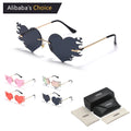 Wholesale Fashion Unique Cute Women Luxury Peach Heart Shaped Shades Sunglasses Frameless Rimless Heart Shape Sunglasses