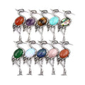 Natural Crystal Red Crowned Crane Pendant Necklace Gemstone AnImal Bird Brooch Exaggerated Chaoren Abalone Shell
