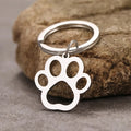 Vintage Paw Print Design Custom Cartoon Stainless Steel Hollow Dog Claw Footprint Keychain for Women Men Waterproof Jewelry Gift