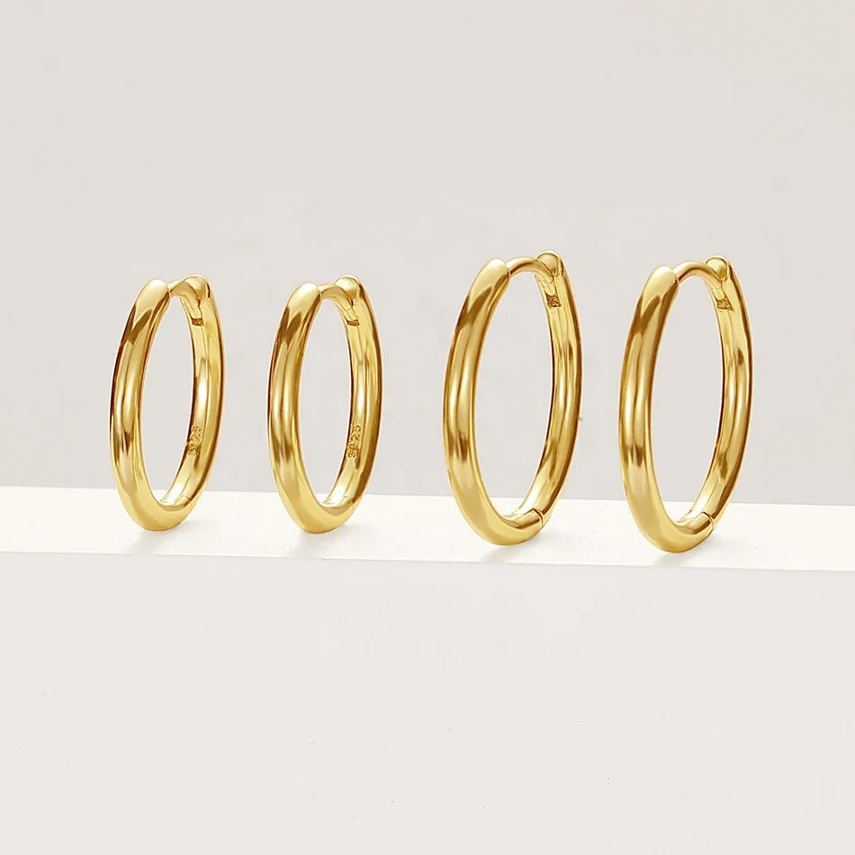 Nagosa 925 Sterling Silver 18k Gold Vermeil High Polish Basic Huggie Hoop Earrings