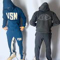 Custom Logo 100% Cotton OEM Fleece Sweatsuit Plain Track Suits Sport 2 Piece Sweatpants and Hoodie Set Tracksuits for Men