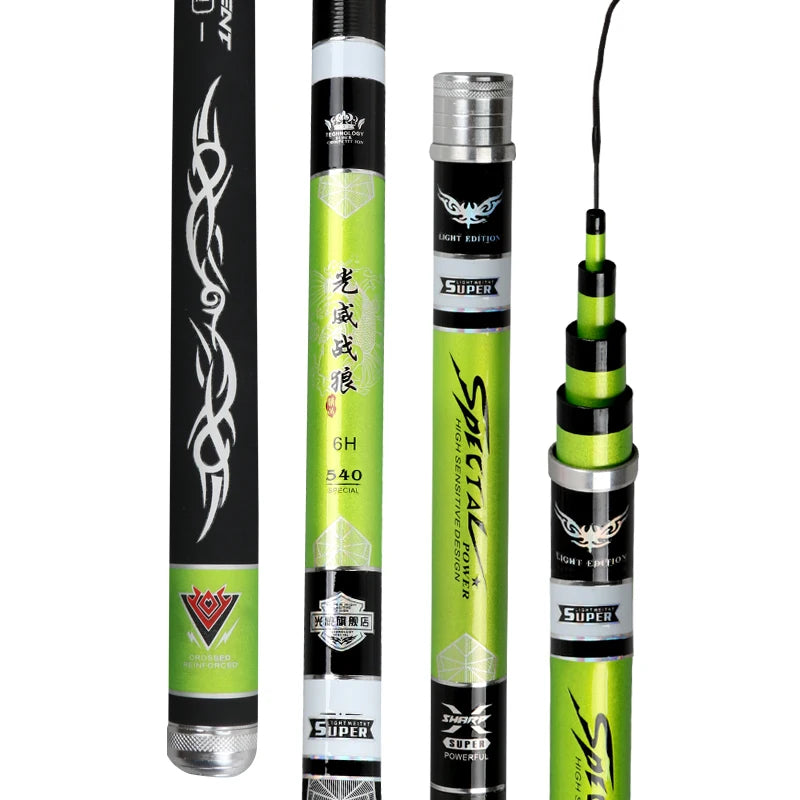 Ultralight Weight and Durable Telescopic Carbon Fiber Portable Long Handle Fishing Rod
