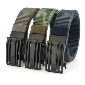 New Men's Canvas Webbing Belt With Removable Buckle Pure Color 7 Holes Golf Sports Casual Jeans Fabric Belts