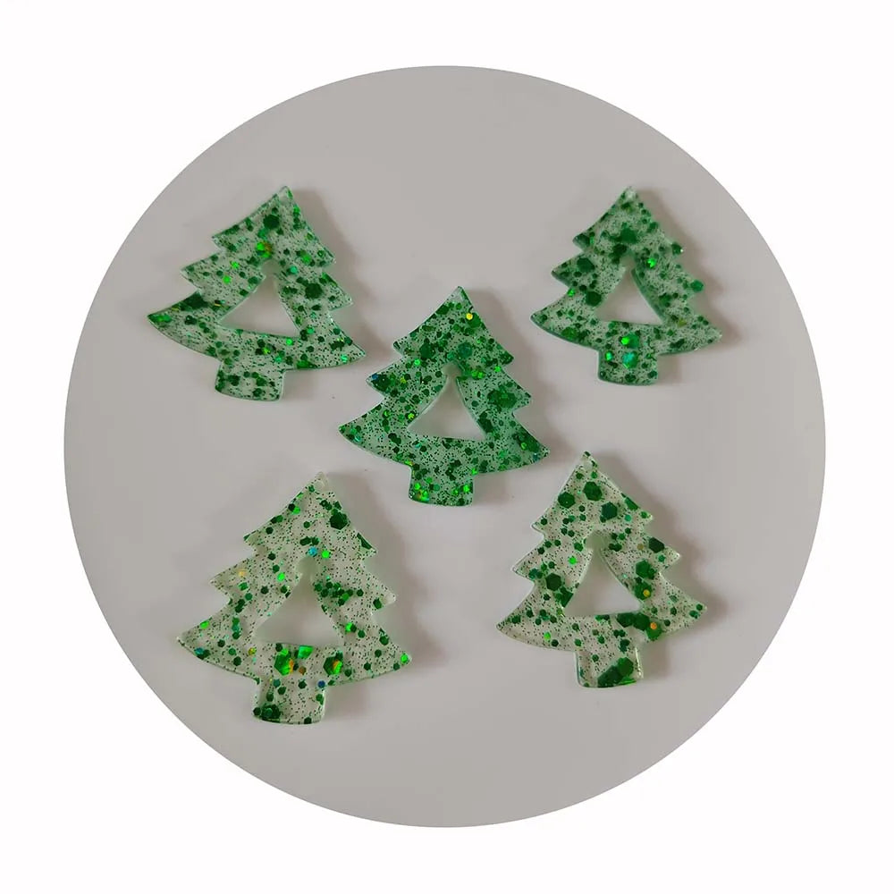 Christmas Tree Shaped Glittery Clear Acrylic Craft Blank Board DIY Acrylic Planar Glitter Filling DIY Craft Supplies